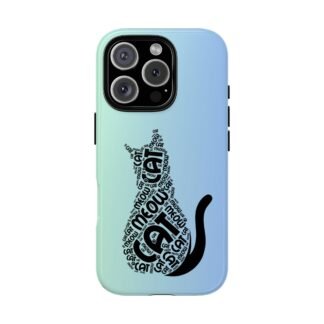 Sleek Cat Silhouette Sky Blue Phone Case | Phone Case for iPhone, Samsung And Google Pixel