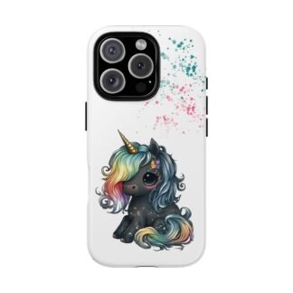 Cute Black Unicorn With A Rainbow Hair Phone Case | Phone Case for iPhone, Samsung And Google Pixel