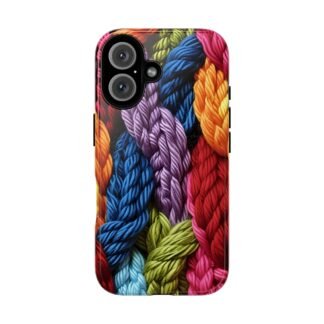 Rainbow Colored Hygge Vibes Knit Print Phone Case for iPhone, Samsung, And Google Pixel