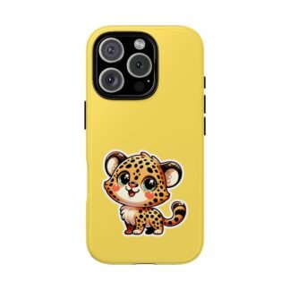 Golden Yellow Kawaii Baby Leopard Phone Case | Phone Case for iPhone, Samsung And Google Pixel